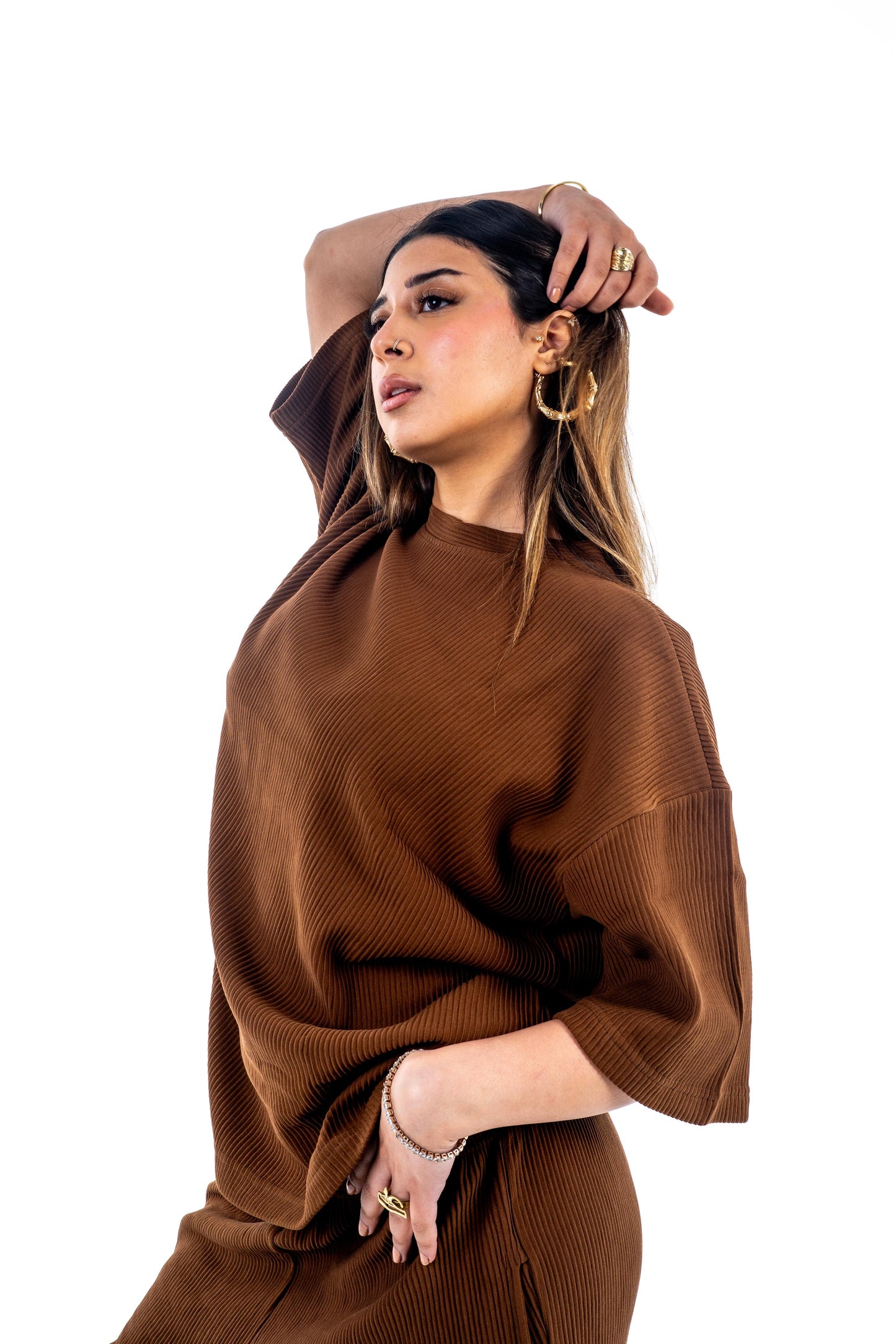 Ribbed Brown Tee